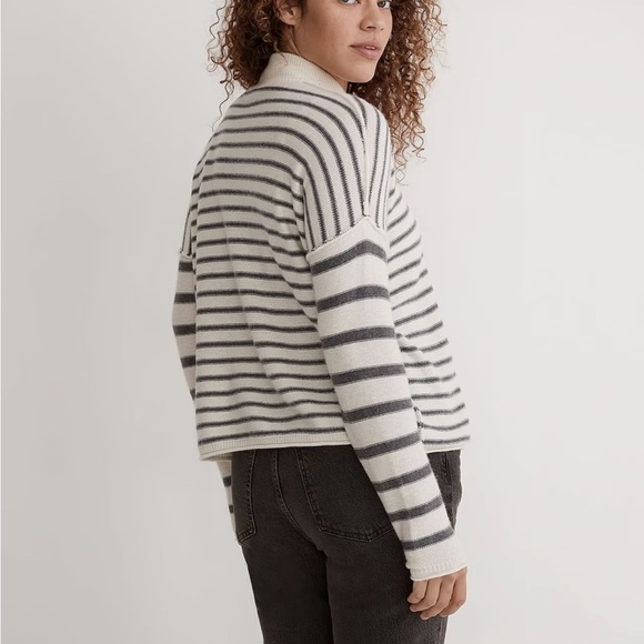 Madewell stripe play mockneck pullover sweater antique cream - Picture 2 of 4